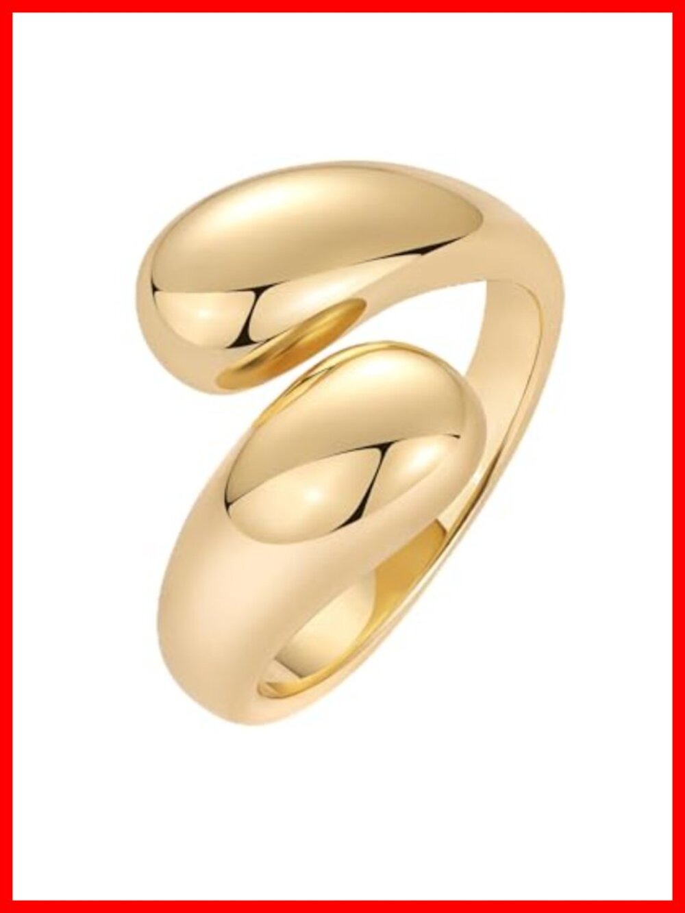 14K Gold Plated Chunky Open Twist Stackable Ring for Women, Bold Crossover